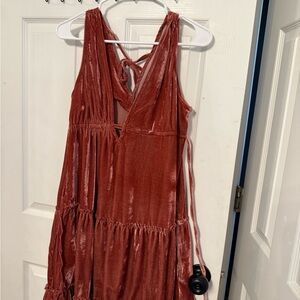 Petal & Pup Shimmering Rust Backless Dress